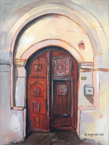 Artistic painting - Neighbor's house door - by Mor...