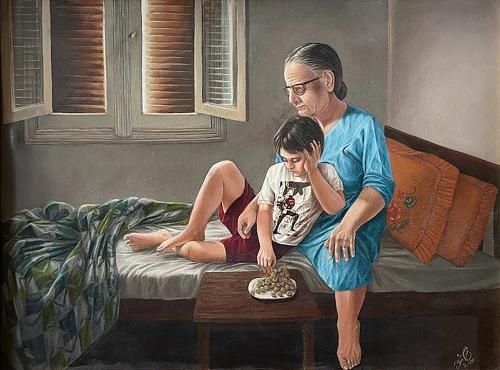 Artistic painting - the grandmother - size of the...