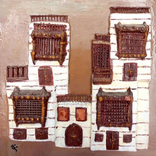 Artistic panel - house sculpture - panel size 50x5...