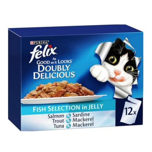 فليكس- طعام رطب للقطط بنكهات ماكولات البحريه 12X85...