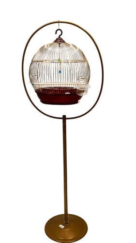 قفص طيور حجم كبير مع ستاند ذهبي فاخر