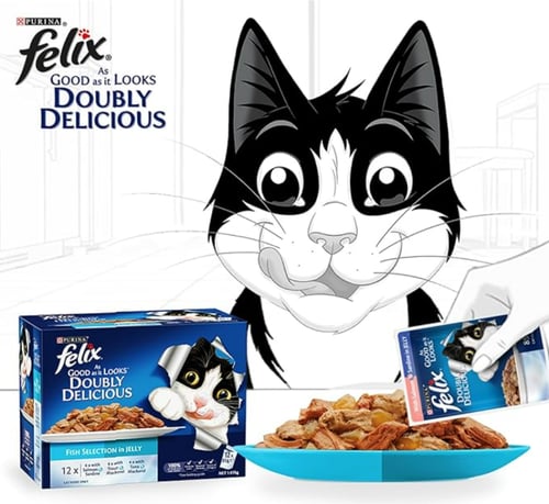 فليكس- طعام رطب للقطط بنكهات ماكولات البحريه 12X85...