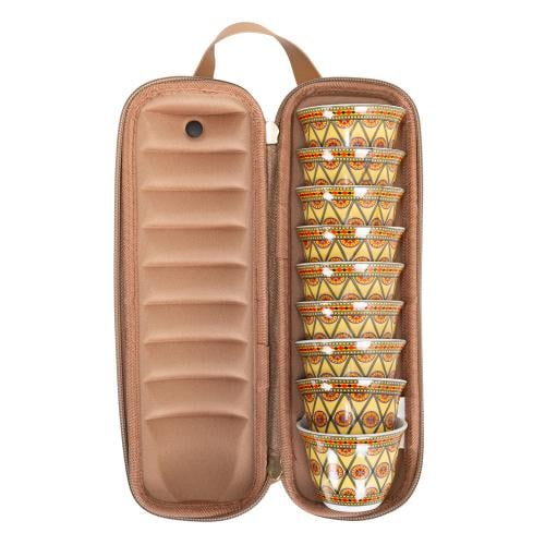 Najdi engraved coffee cup bag, complete, shock resistant, coffee cup holder, wooden