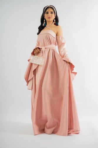 Pink Jilbab with Indian Embroidery