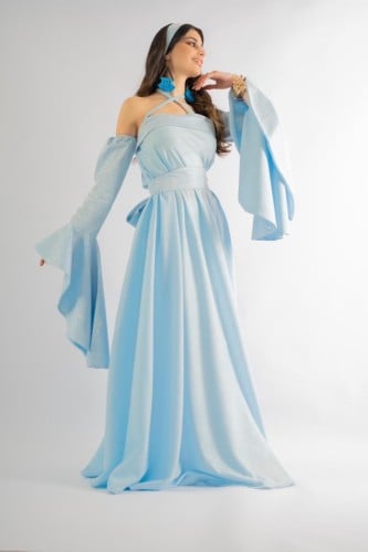 ٍSky Blue Jilbab with Indian Embroidery