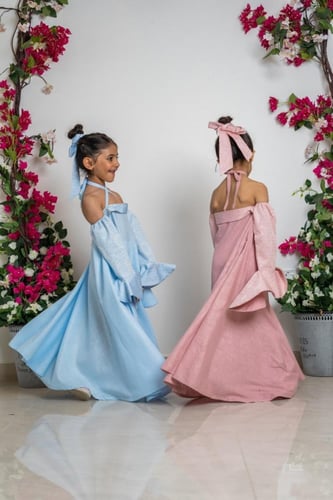 Pink Jilbab for Little Girls with Indian Embroider...