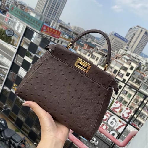 فندي جلد نعام مقاس 23 cm