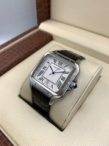 ساعة كارتير سانتوس جلد اسود