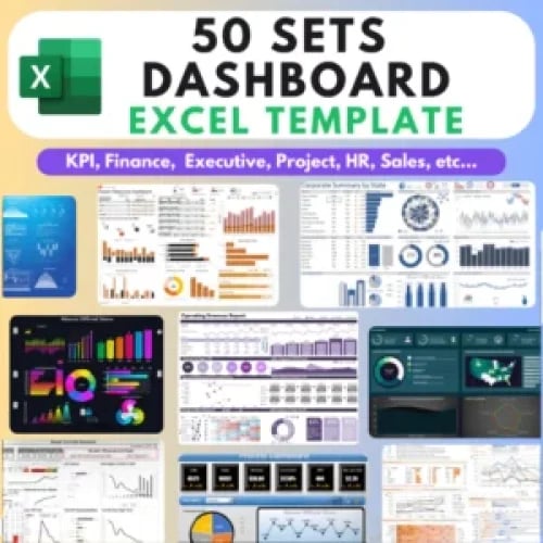 قوالب اكسل جاهزة للأعمال 50 Sets Dashboard Excel T...