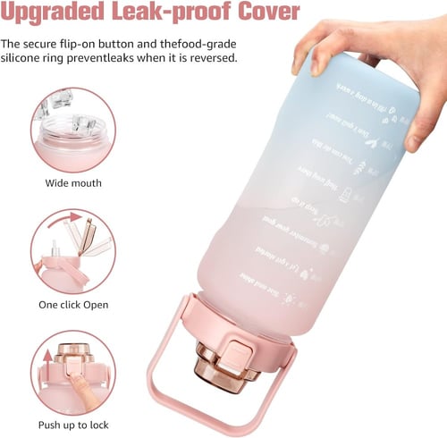 زجاجة ماء 2 لتر مانعة للتسرب وصديقة للبيئة