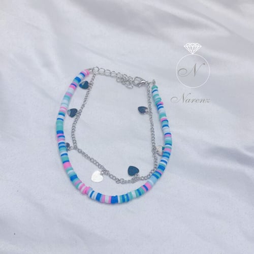 خلخال مزين بحبات من الخرز الملون يتكون من سلسلة رف...