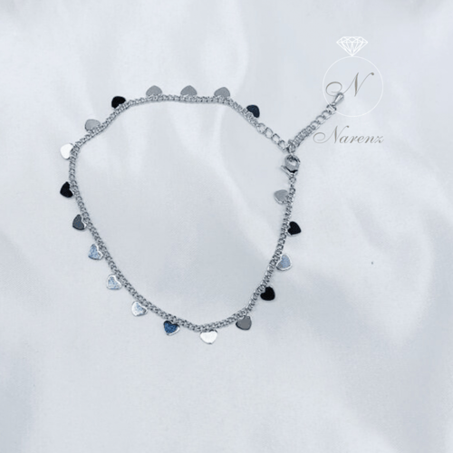 خلخال قلوب - فضي