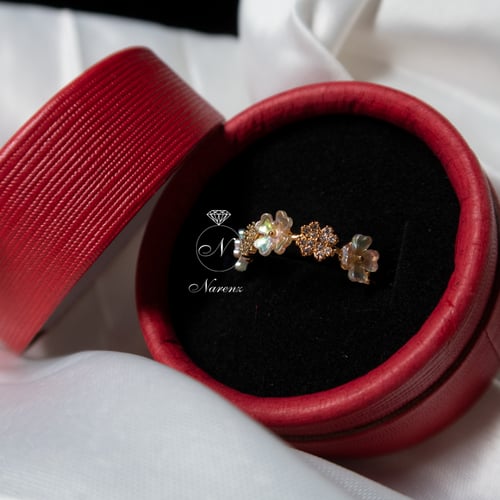 خاتم ورده زركون ذهبي