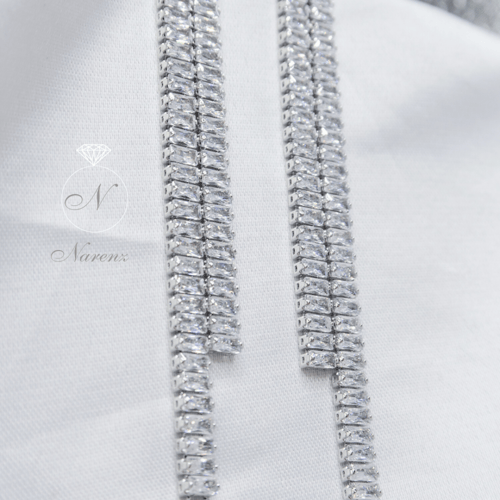 طقم اسواره وخاتم وحلق مرصع بفصوص زركون -فضي