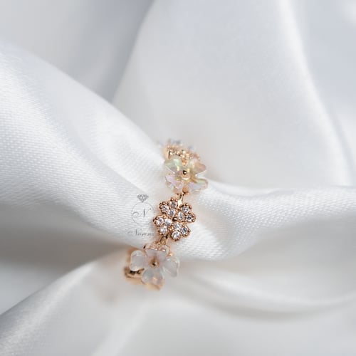 خاتم ورده زركون ذهبي