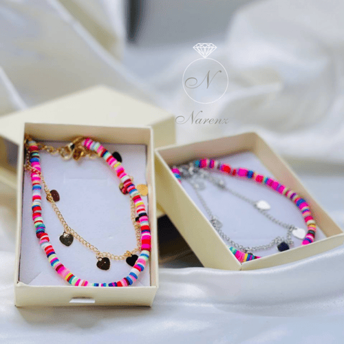 خلخال مزين بحبات من الخرز الملون يتكون من سلسلة رف...