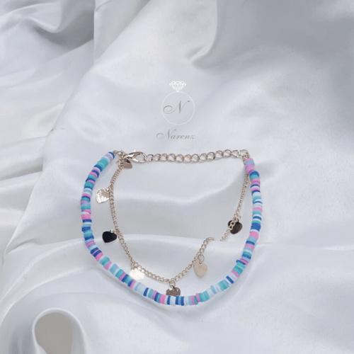 خلخال مزين بحبات من الخرز الملون يتكون من سلسلة رف...