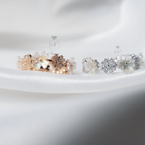 خاتم ورده زركون ذهبي