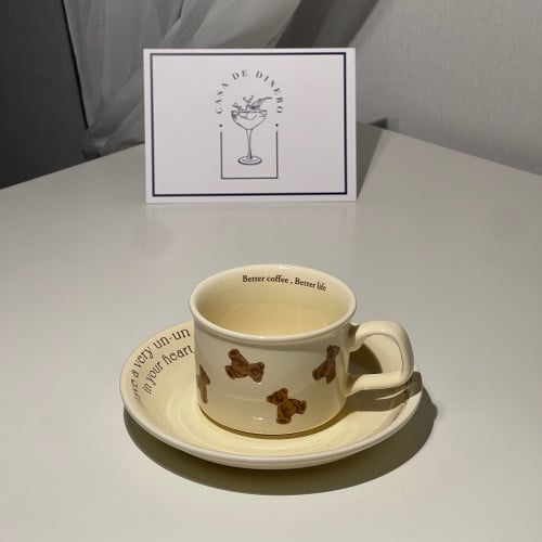 كوب سيراميك مع صحن بسعة 155 مل