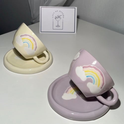 كوب يدوي مع صحن بسعة 255 مل