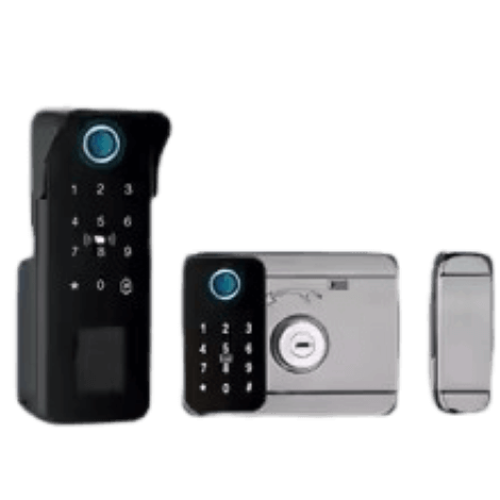 قفل باب حديد ذكي مزدوج يعمل عن طريق (البصمة والكرت...