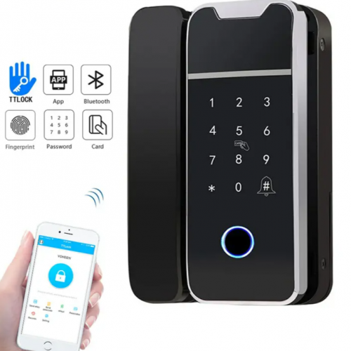 قفل ذكي لابواب الزجاج (رقم سري+البصمة+تطبيق جوال+ا...