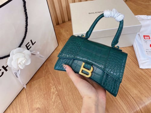 HOURGLASS SMALL HANDBAG CROCODILE EMBOSSED