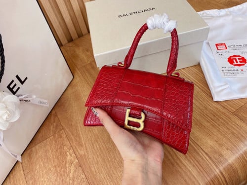 HOURGLASS SMALL HANDBAG CROCODILE EMBOSSED