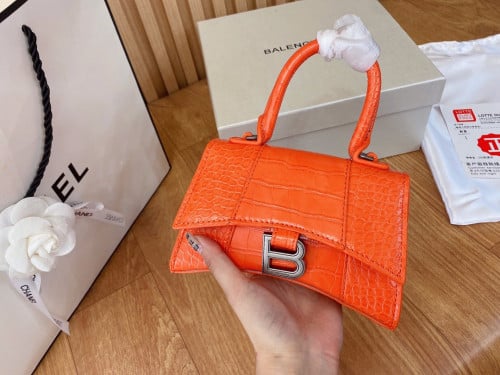 HOURGLASS SMALL HANDBAG CROCODILE EMBOSSED