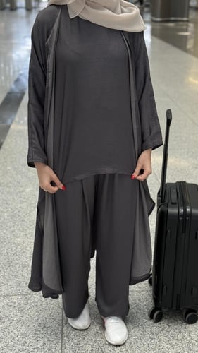 عباية سفر رمادي S22