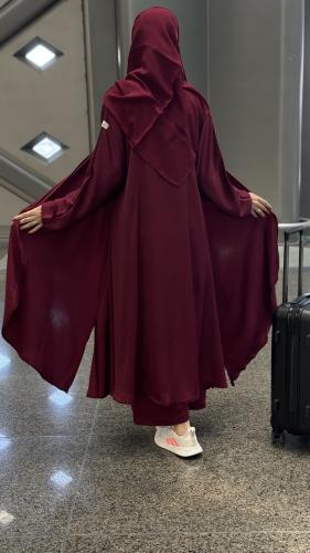 عباية سفر عنابي S33