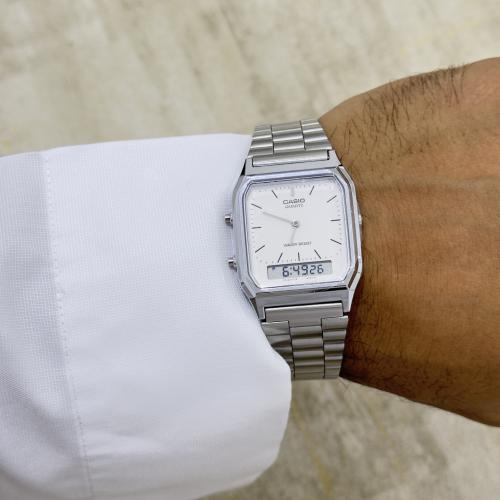 ساعة كاسيو مينا ابيض