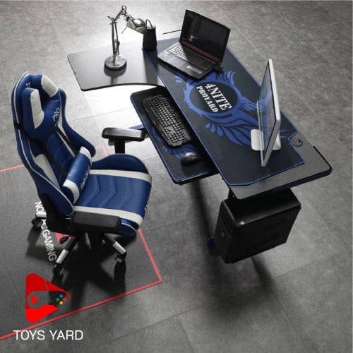 كرسي قيمنق مع طاولة قيمنق زاوية لون أزرق بأبيض