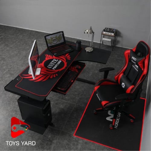 كرسي العاب قيمنق مع طاولة قيم لون أحمر بأسود