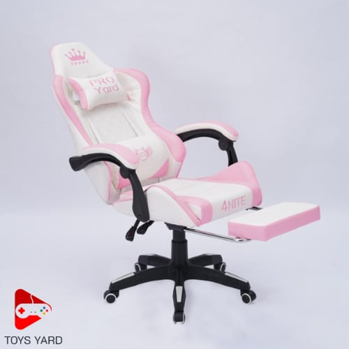 كرسي العاب قيم وردي بأبيض مع طاولة العاب زاوية لون...