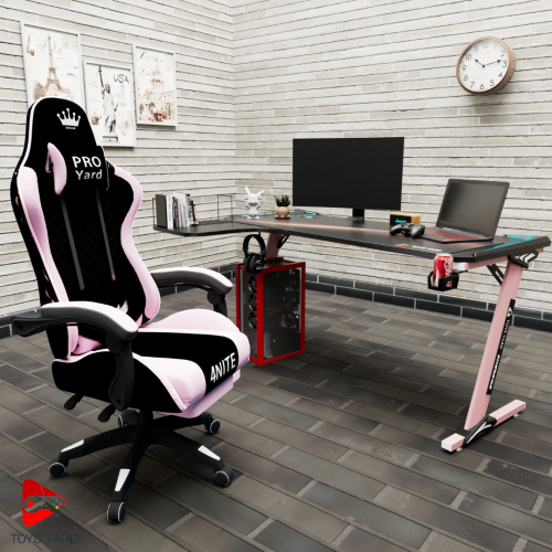 كرسي العاب قيم بنك بأسود مع طاولة العاب زاوية لون...