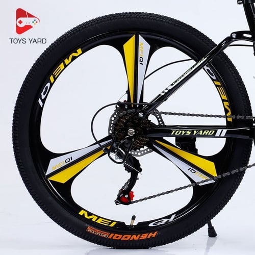 دراجة هوائية رياضية قابلة للطي أصفر بأسود