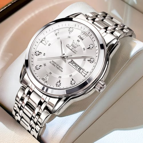 ساعة OLEVS للرجال، ساعة كوارتز أصلية ذهبية أنيقة س...