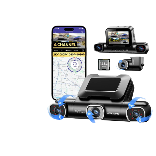 AZDOME M660 داش كام 4 قنوات مع GPS ورؤية ليلية