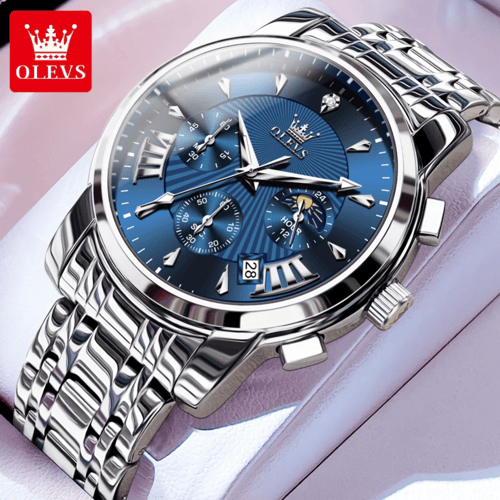 OLEVS-ساعة كوارتز مضيئة مقاومة للماء للرجال كرونوغ...