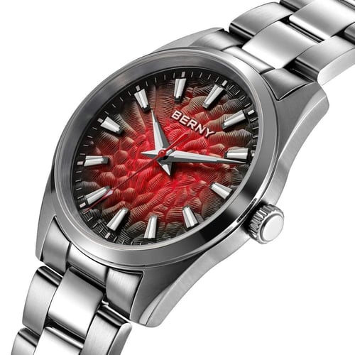 ساعة بيرني للرجال 10ATM ياقوت مضيئة كوارتز عصرية