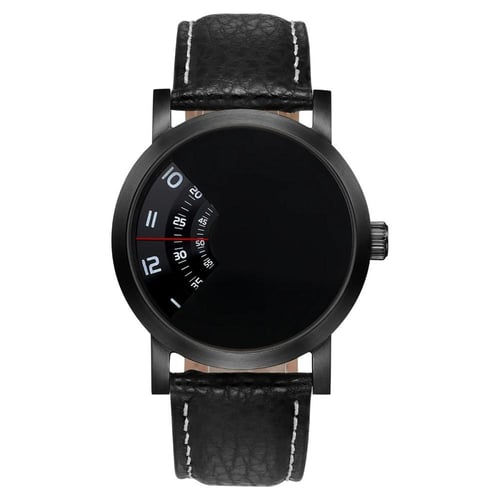 ساعة بيرني للرجال كوارتز قرص دوار مينا سوداء