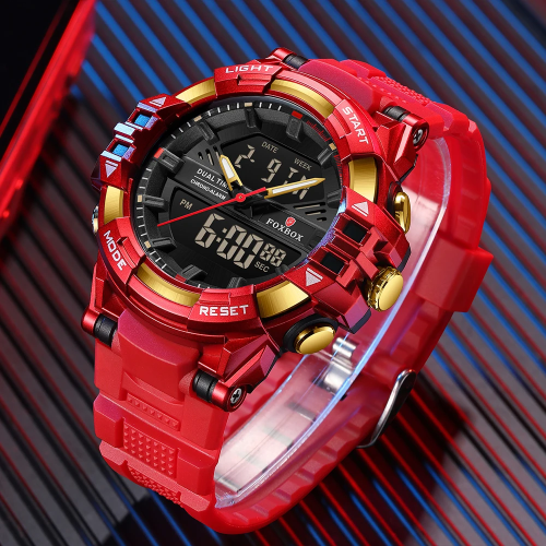 ساعة Foxbox-Digital LED للرجال ، نمط G ، رياضة عسك...