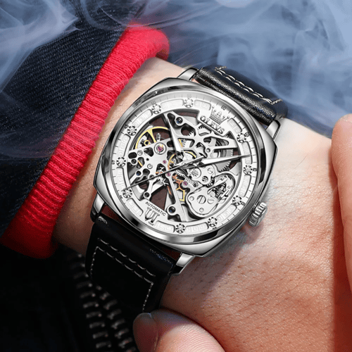 OLEVS ساعة رجالية ميكانيكية مقاومة للماء مضيئة حزا...