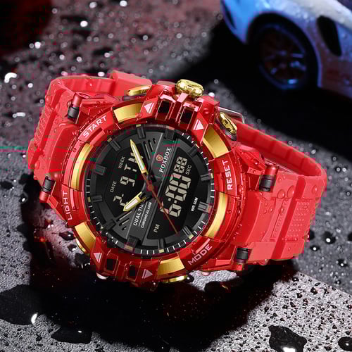 ساعة Foxbox-Digital LED للرجال ، نمط G ، رياضة عسك...