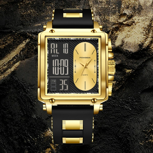 LIGE-Men ساعة يد كوارتز مربعة مقاومة للماء ، ساعة...