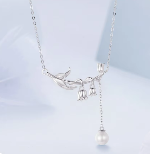 سلسال زهرة زنبق الوادي فضة إسترليني 925