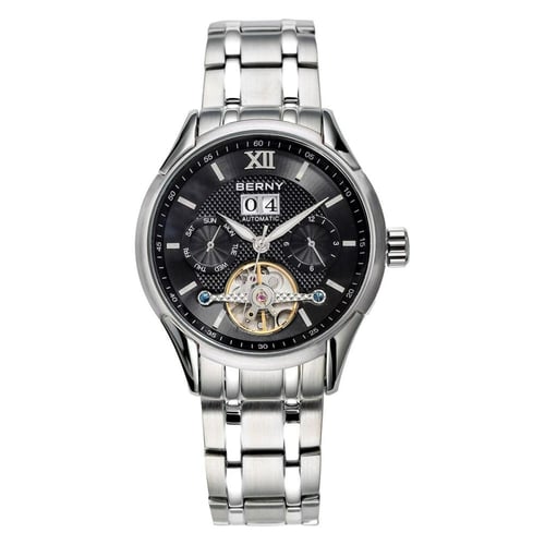 بيرني ساعة أوتوماتيكية للرجال بتصميم عصري