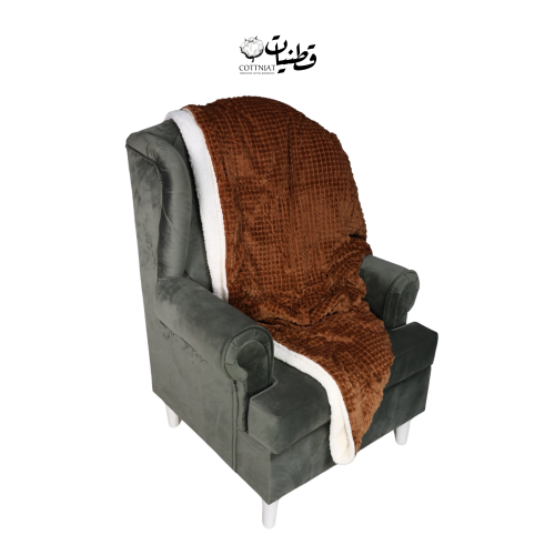 بطانية مخمل و فرو بني