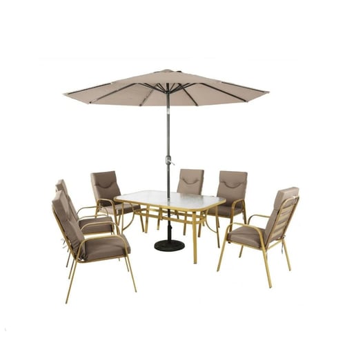 طاولة طعام مع مظلة 6كرسي خارجيه